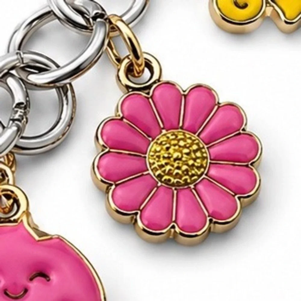 Kids Colorful Enamel Charm Bracelet Silver Tone Be Kind Cupcake Flower Shell